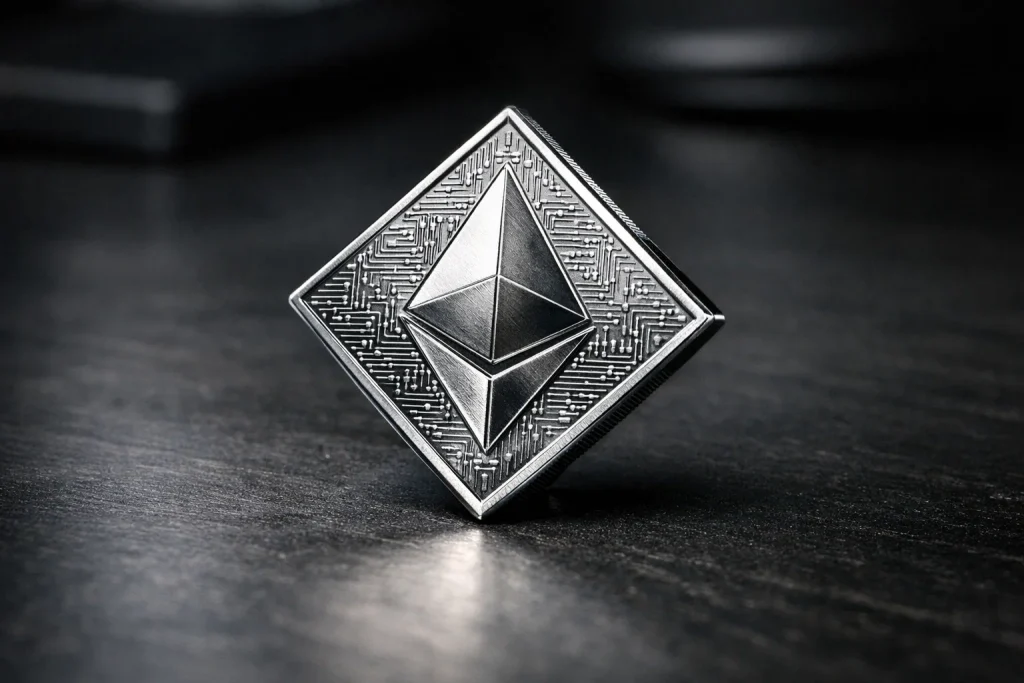 Ethereum-logotyp ovanpå en digital bettingplattform